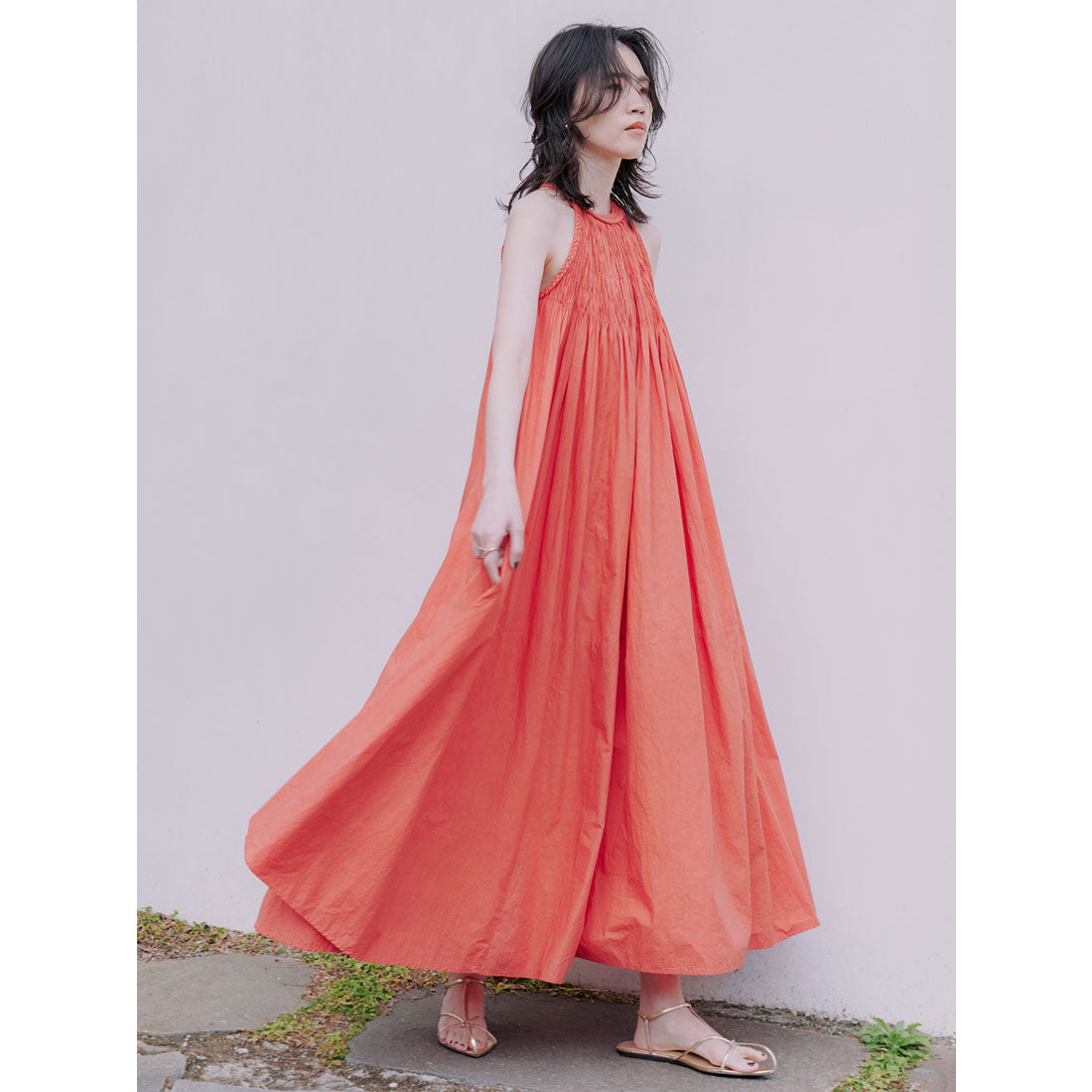アニュアンス anuans Indiaコットンブレードマキシワンピース （ORANGE） ORANGE