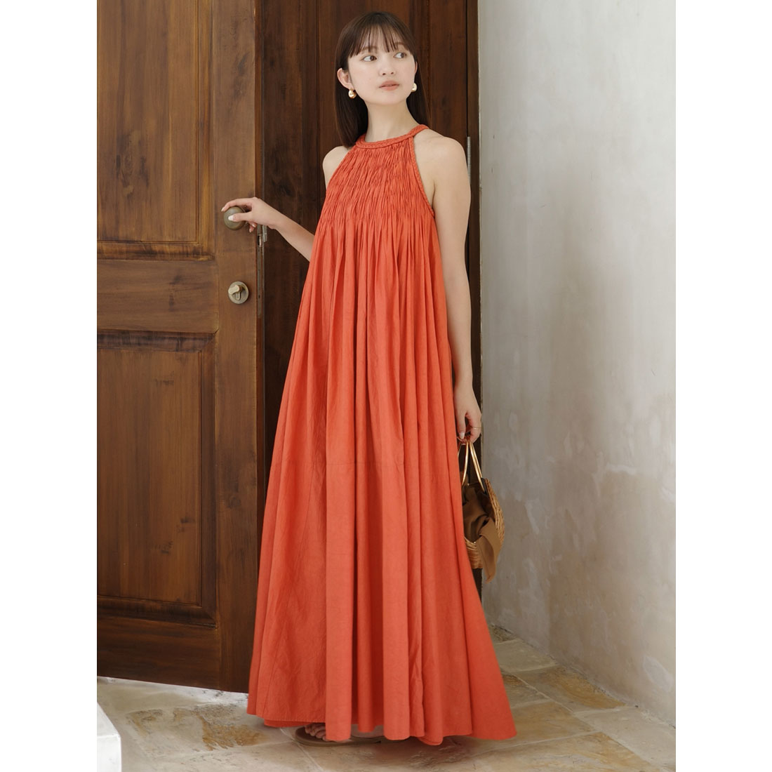 アニュアンス anuans Indiaコットンブレードマキシワンピース （ORANGE） ORANGE