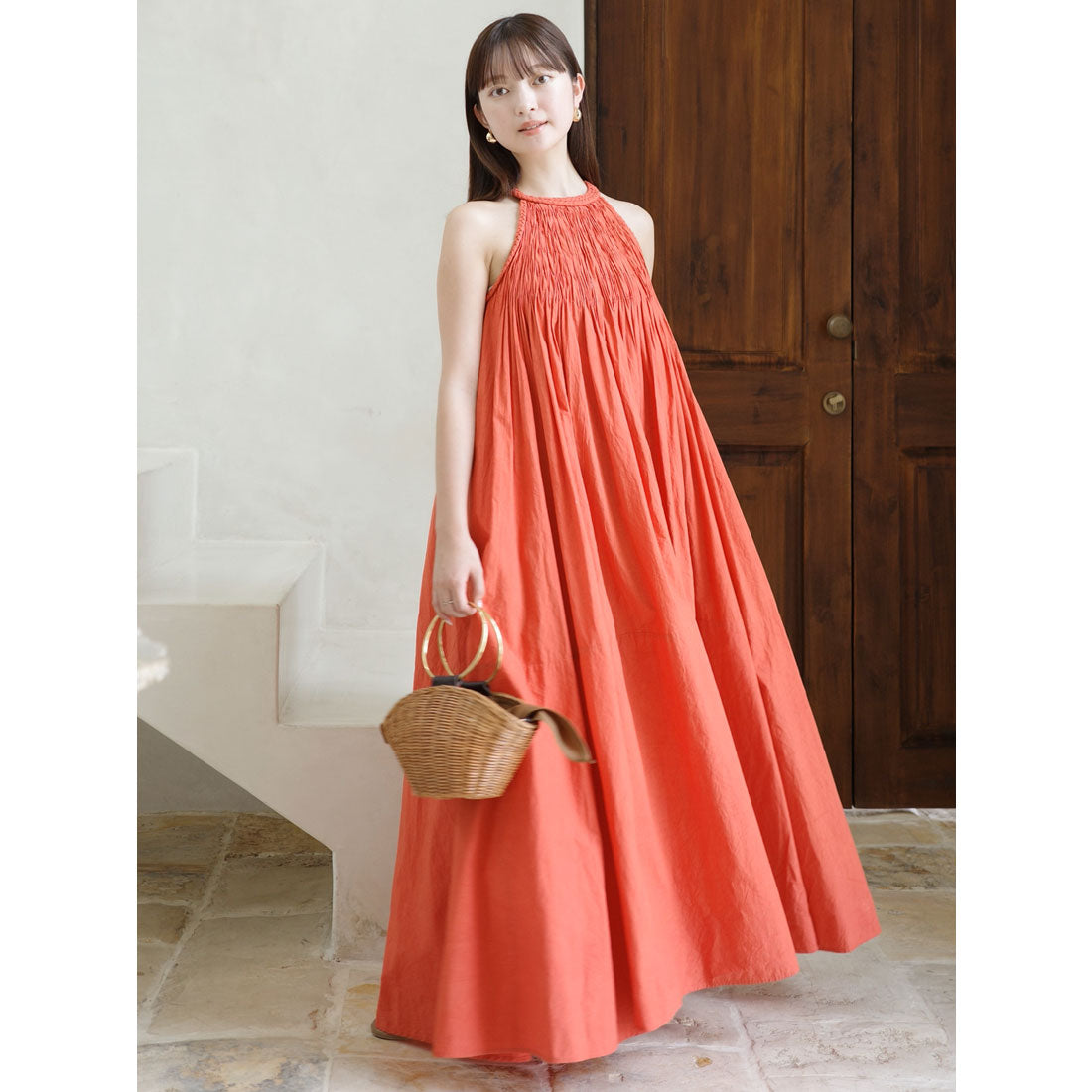 アニュアンス anuans Indiaコットンブレードマキシワンピース （ORANGE） ORANGE