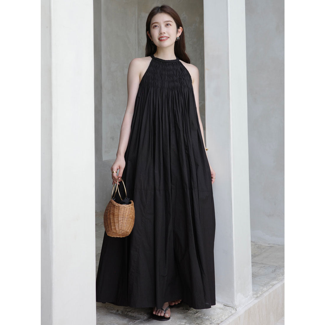 アニュアンス anuans Indiaコットンブレードマキシワンピース （BLACK） BLACK