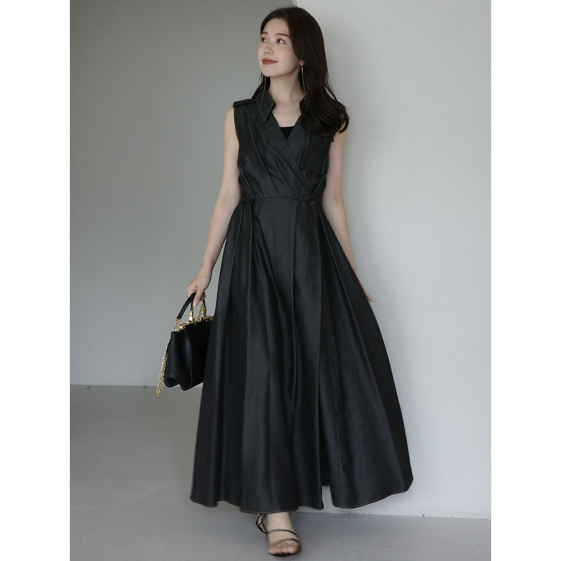アニュアンス anuans ノースリーブトレンチディティールワンピース （BLACK） BLACK
