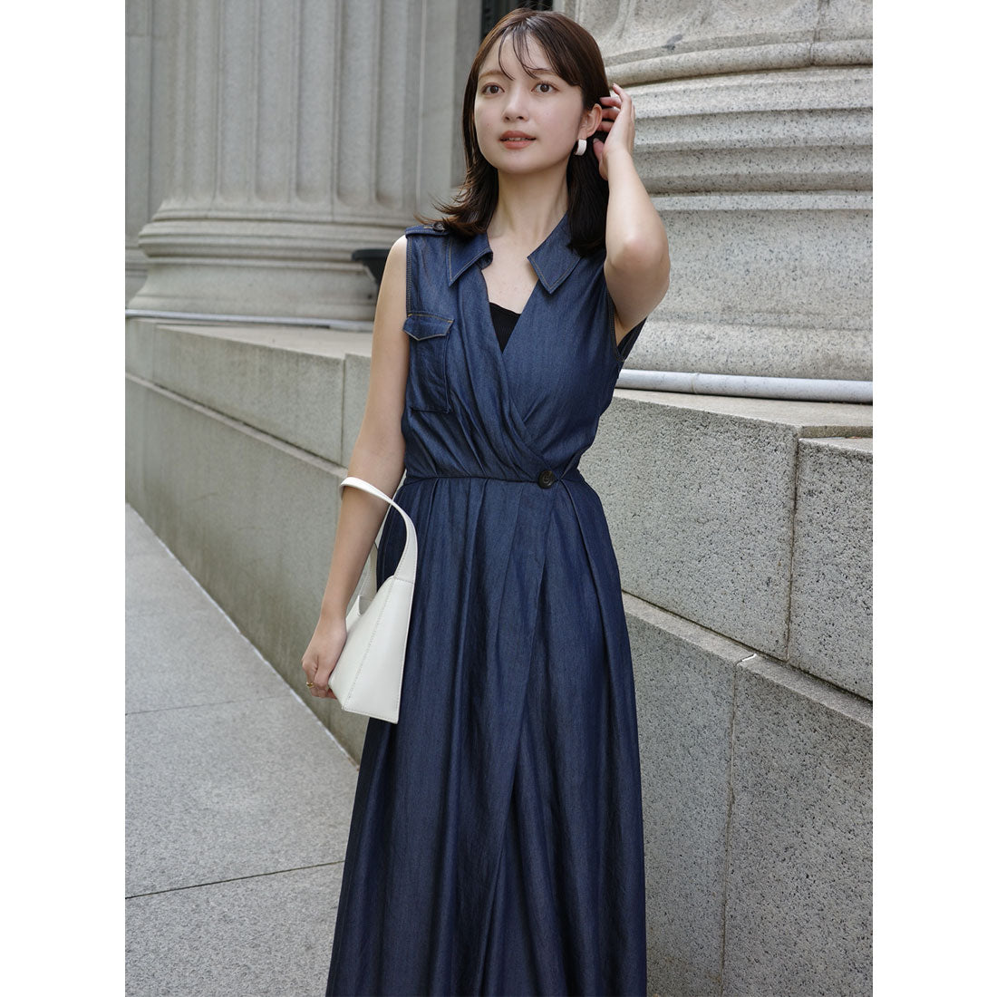 アニュアンス anuans ノースリーブトレンチディティールワンピース （BLACK） BLACK