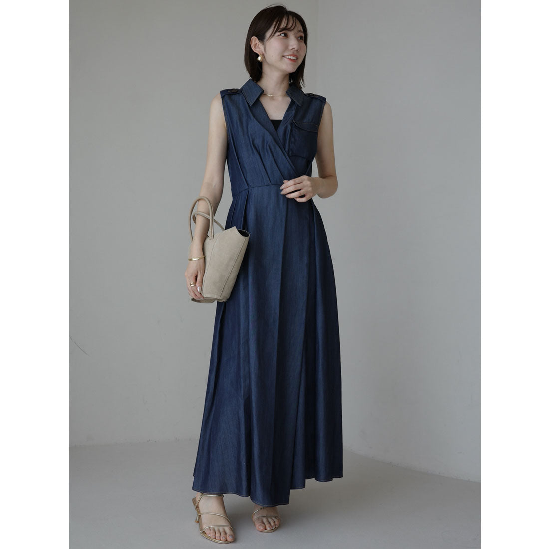 アニュアンス anuans ノースリーブトレンチディティールワンピース （BLACK） BLACK