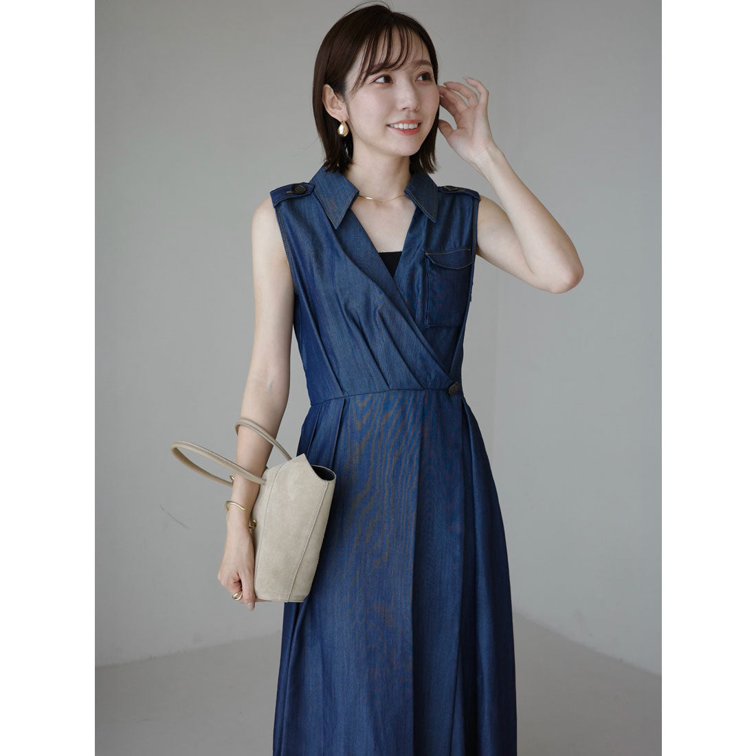 アニュアンス anuans ノースリーブトレンチディティールワンピース （BLACK） BLACK