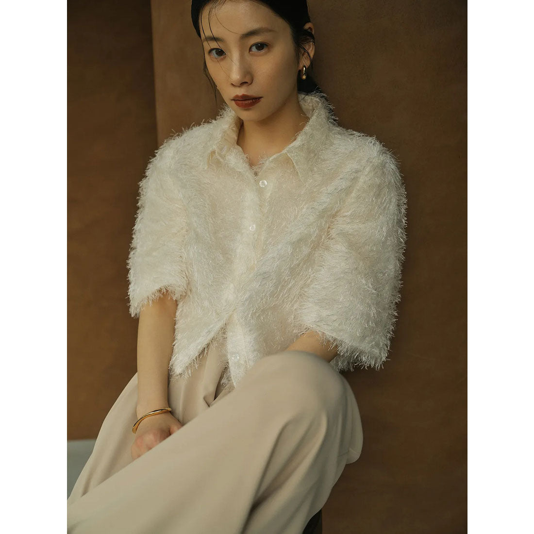 アニュアンス anuans シャギージャガードシャツ （IVORY） IVORY