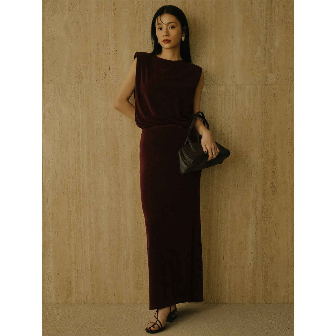 アニュアンス anuans アセテートカットナロースカート （BROWN） BROWN