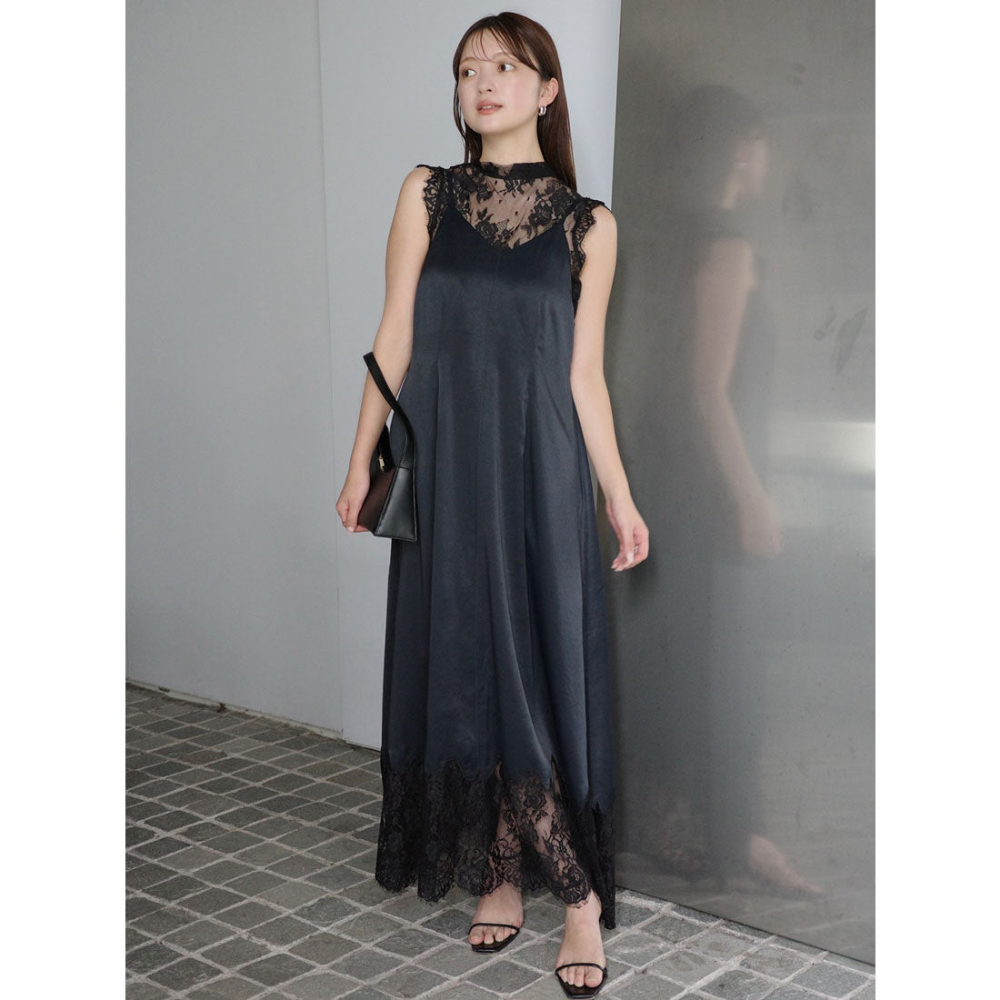 アニュアンス anuans レースレイヤードキャミワンピース （NAVY） NAVY