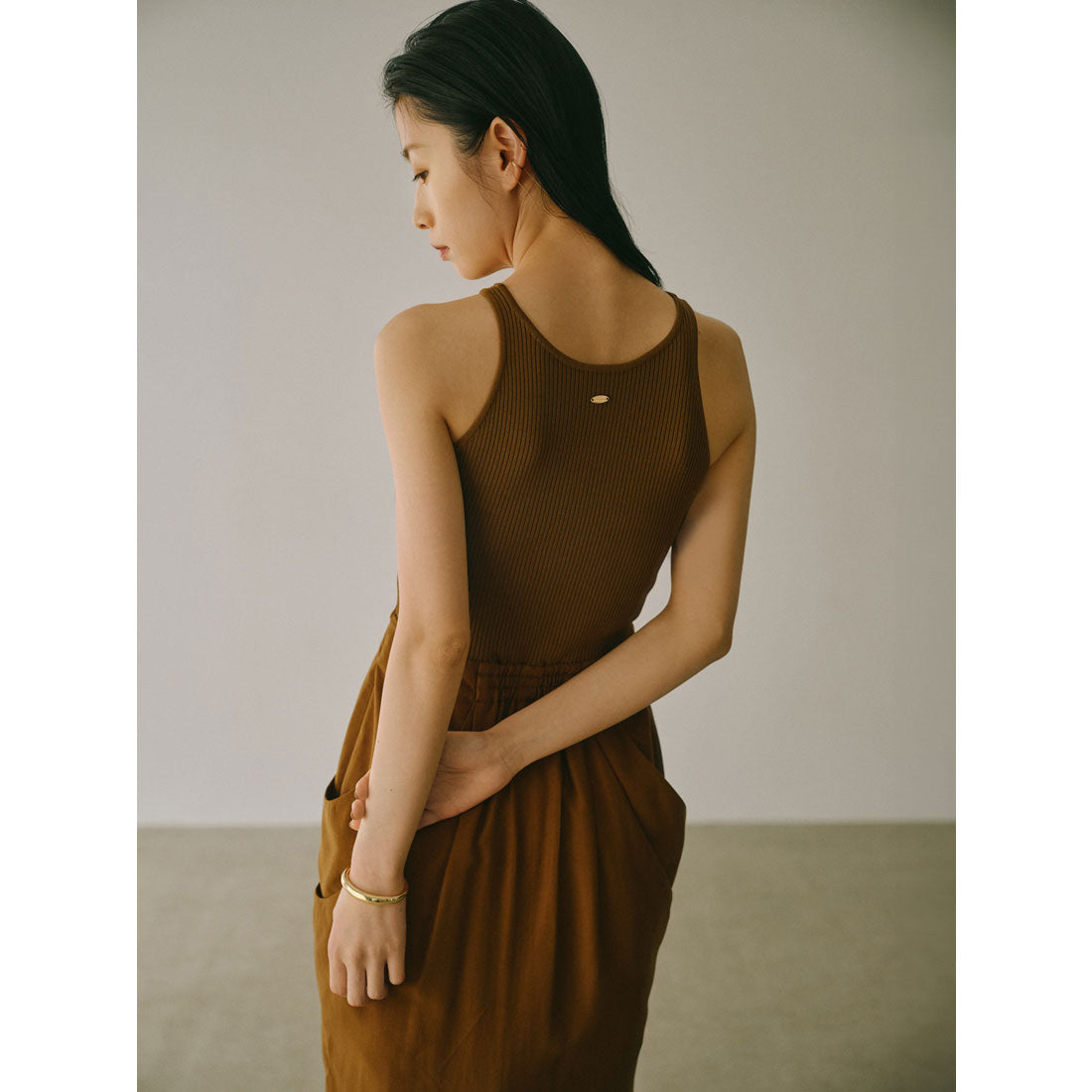 アニュアンス anuans ドレープニットドッキングワンピース （CAMEL） CAMEL