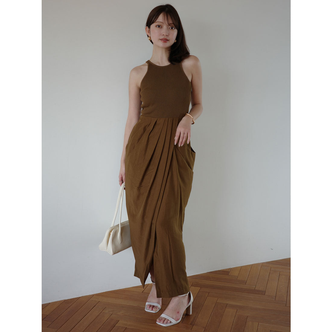 アニュアンス anuans ドレープニットドッキングワンピース （CAMEL） CAMEL
