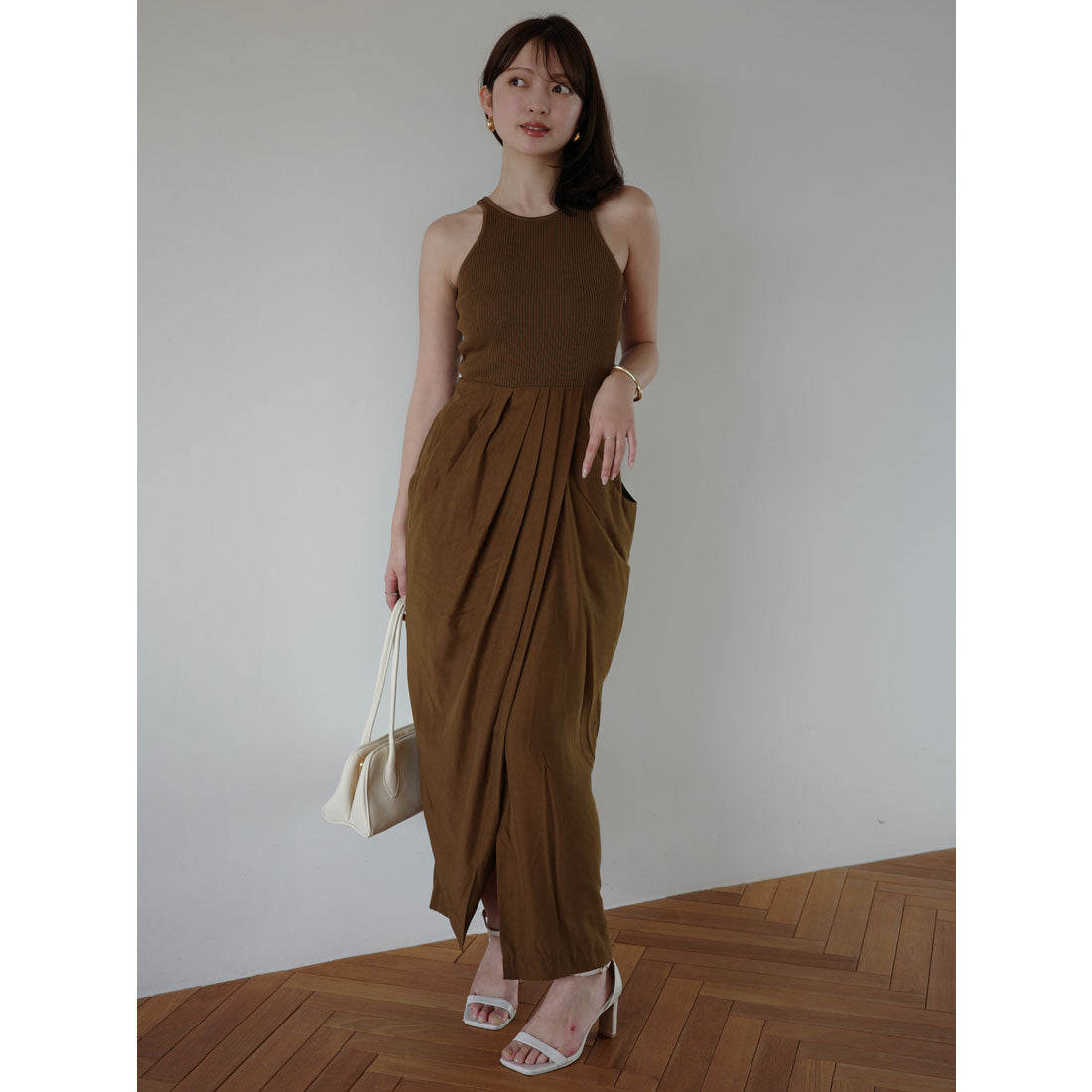 アニュアンス anuans ドレープニットドッキングワンピース （CAMEL） CAMEL