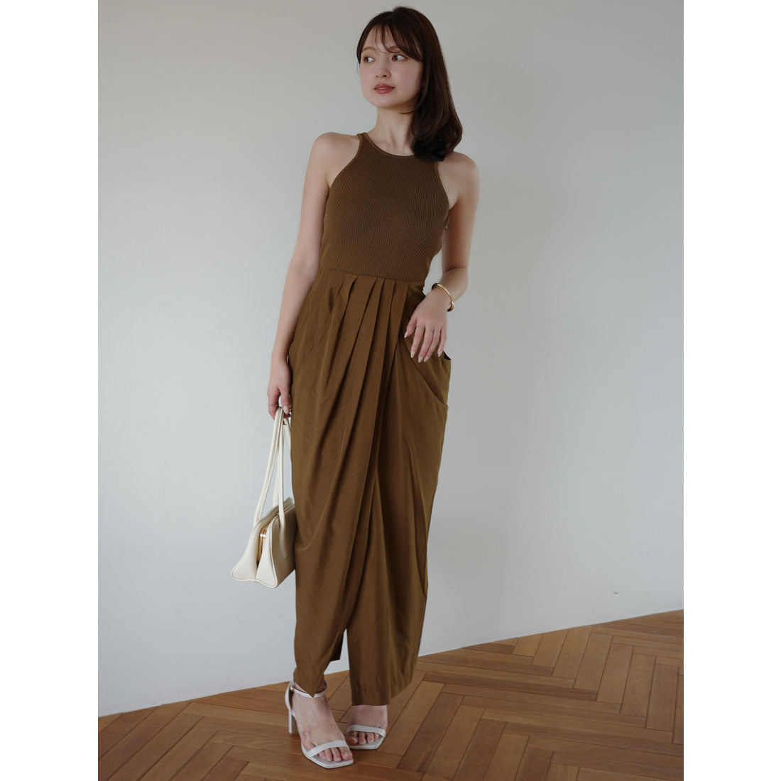 アニュアンス anuans ドレープニットドッキングワンピース （CAMEL） CAMEL