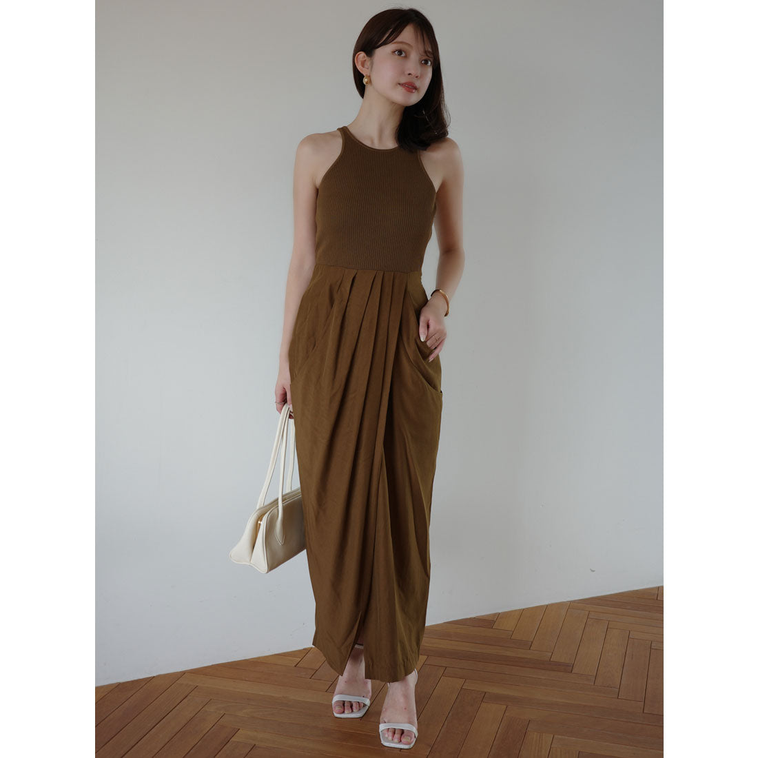 アニュアンス anuans ドレープニットドッキングワンピース （CAMEL） CAMEL