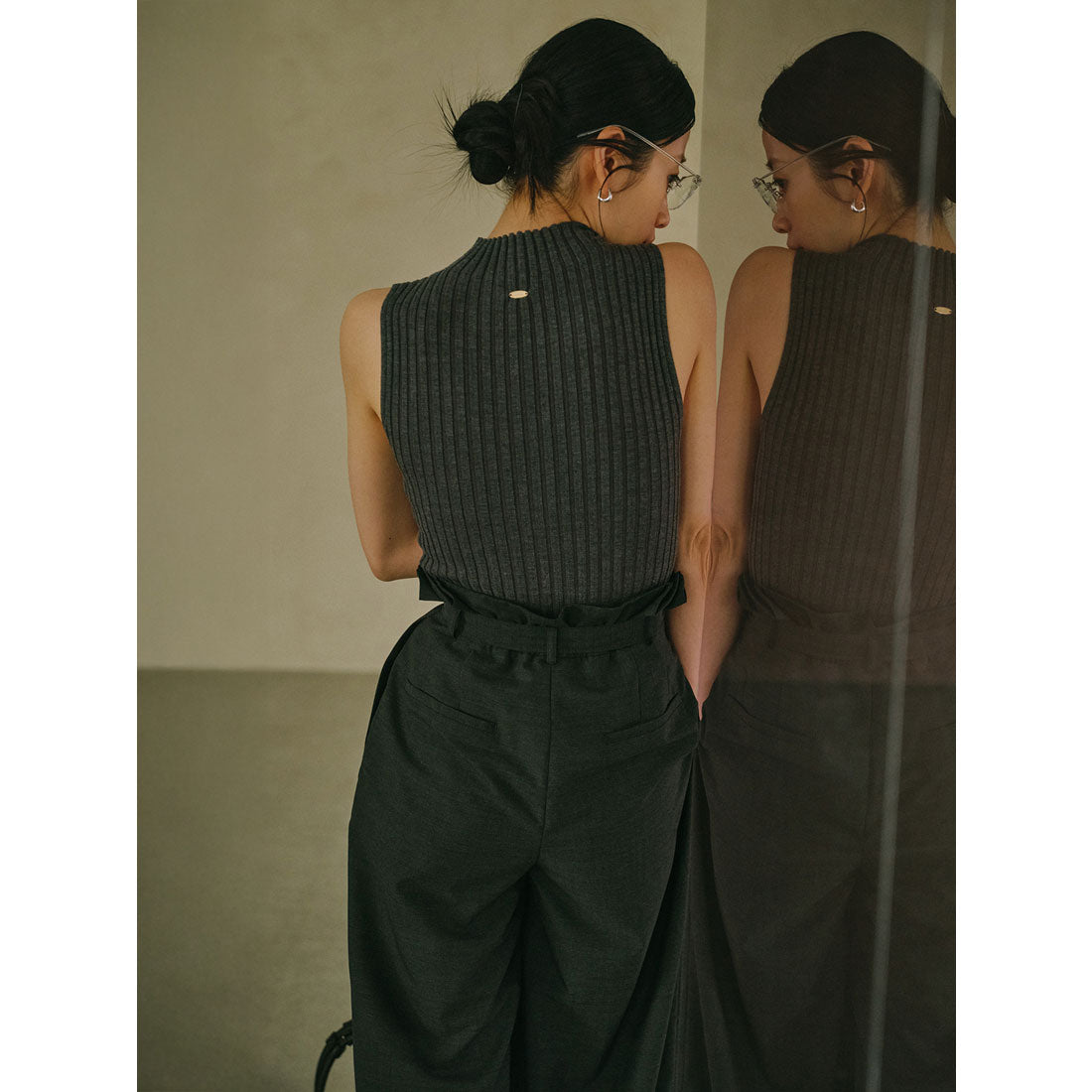アニュアンス anuans ノースリーブウールリブニットトップス （GREY） GREY