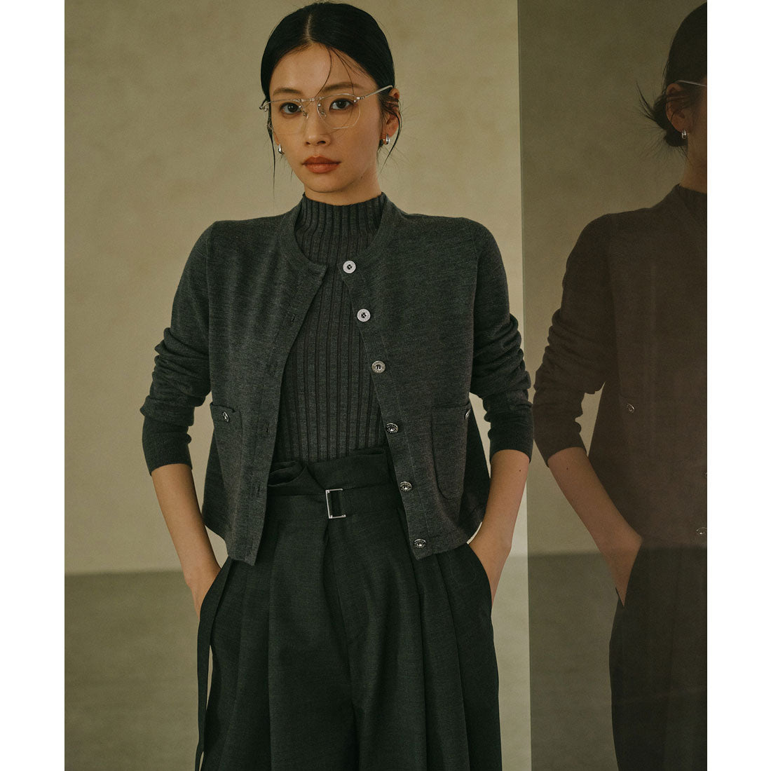 アニュアンス anuans ノースリーブウールリブニットトップス （GREY） GREY
