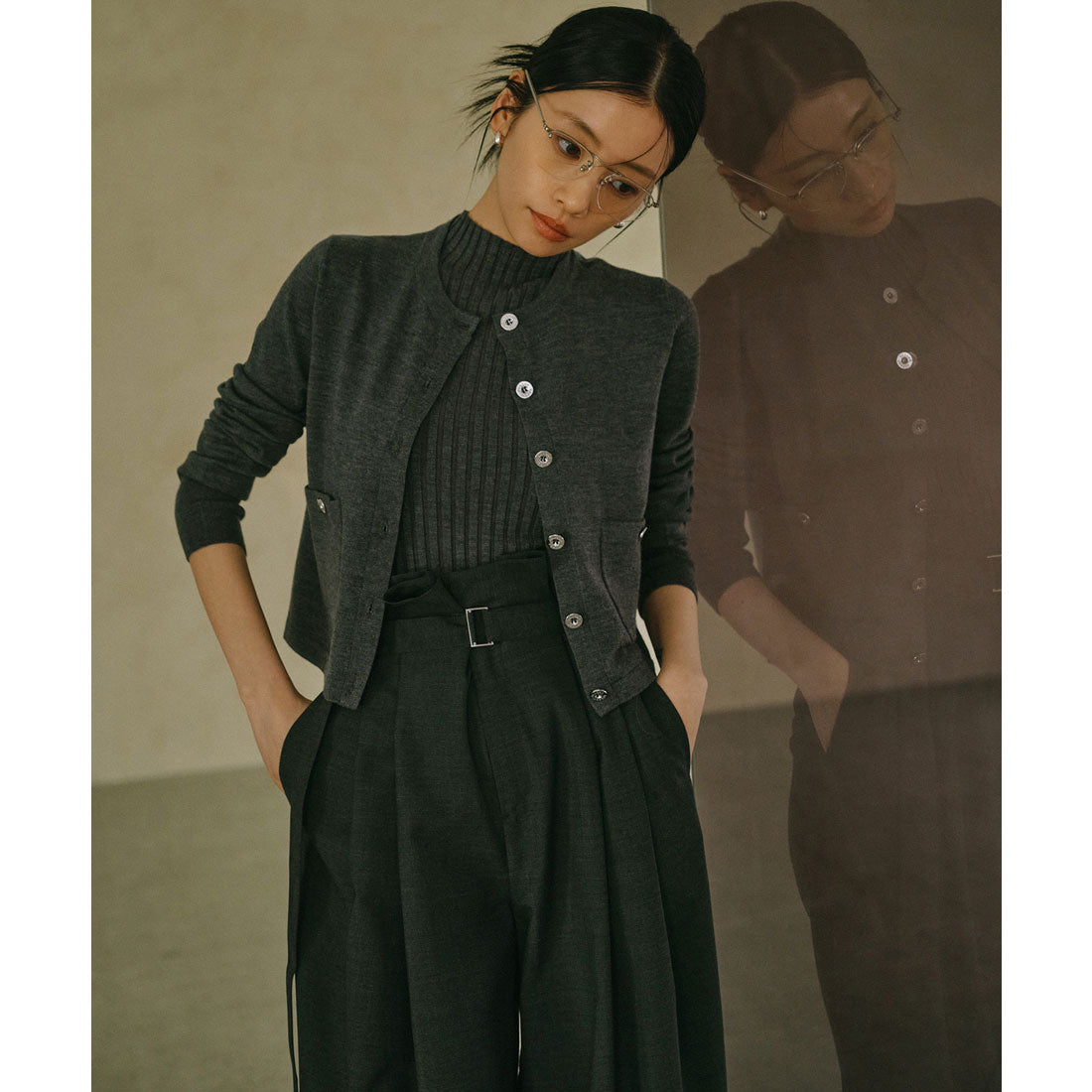 アニュアンス anuans ノースリーブウールリブニットトップス （GREY） GREY