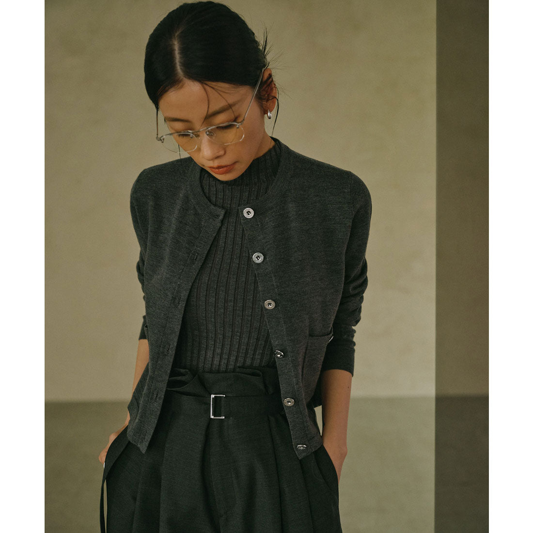 アニュアンス anuans ノースリーブウールリブニットトップス （GREY） GREY
