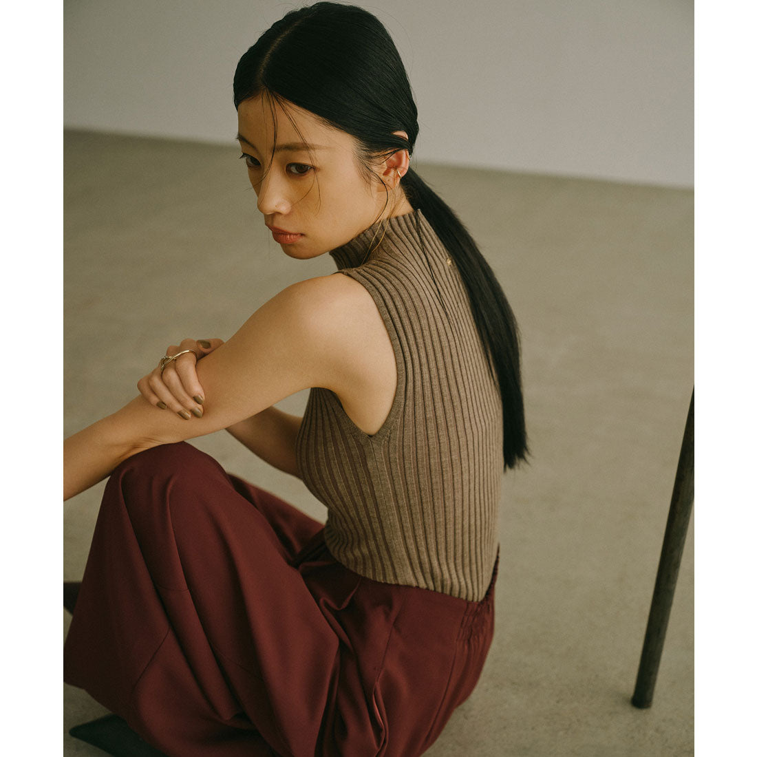 アニュアンス anuans ノースリーブウールリブニットトップス （GREY） GREY