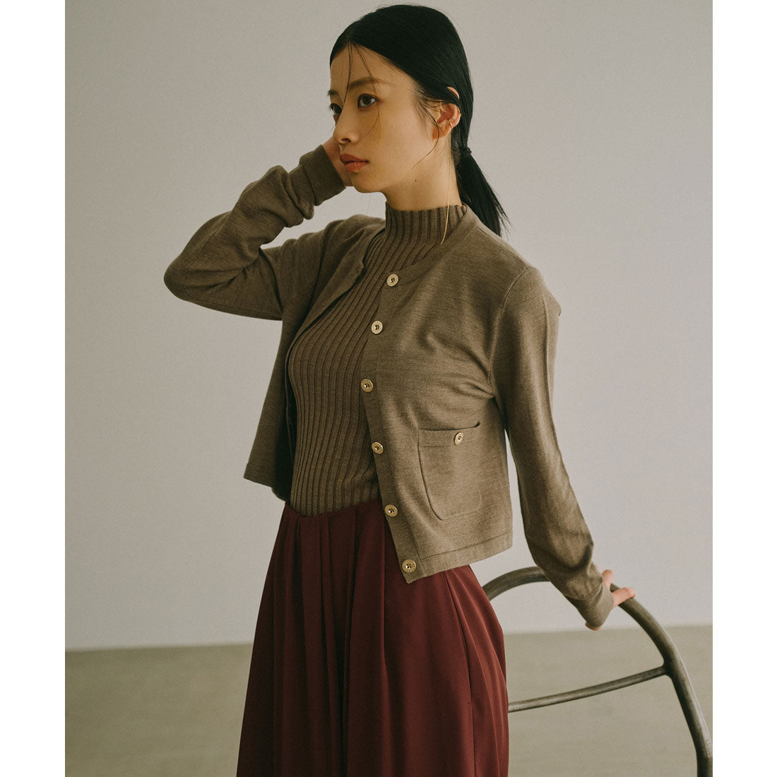 アニュアンス anuans ノースリーブウールリブニットトップス （GREY） GREY