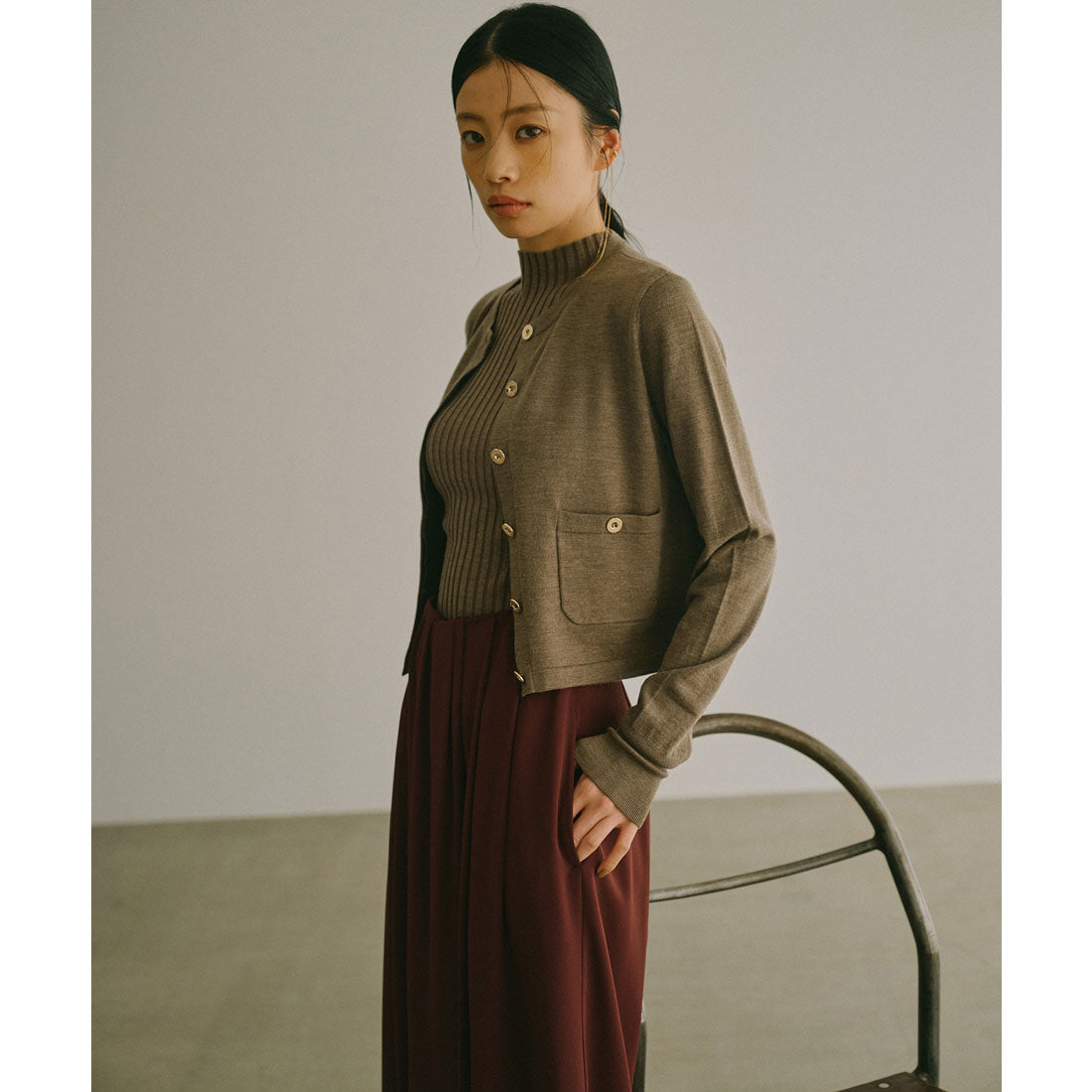 アニュアンス anuans ノースリーブウールリブニットトップス （GREY） GREY