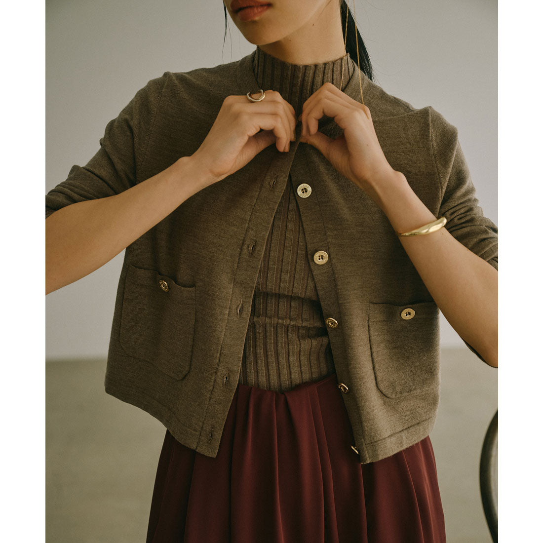 アニュアンス anuans ノースリーブウールリブニットトップス （GREY） GREY