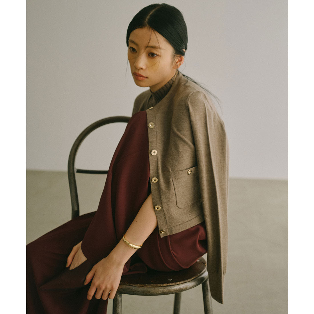 アニュアンス anuans ノースリーブウールリブニットトップス （GREY） GREY