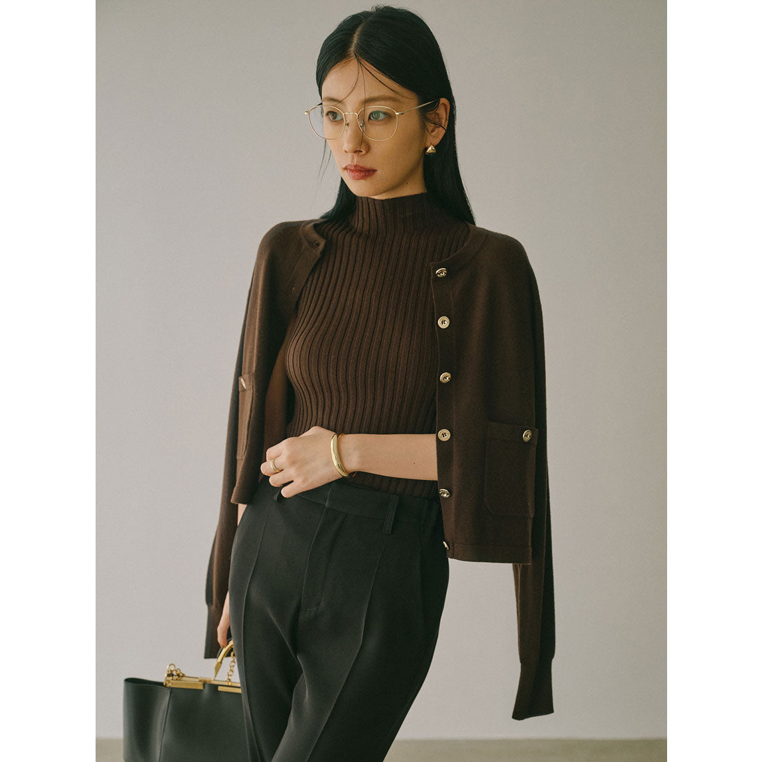 アニュアンス anuans ベーシックウールニットカーディガン （BROWN） BROWN