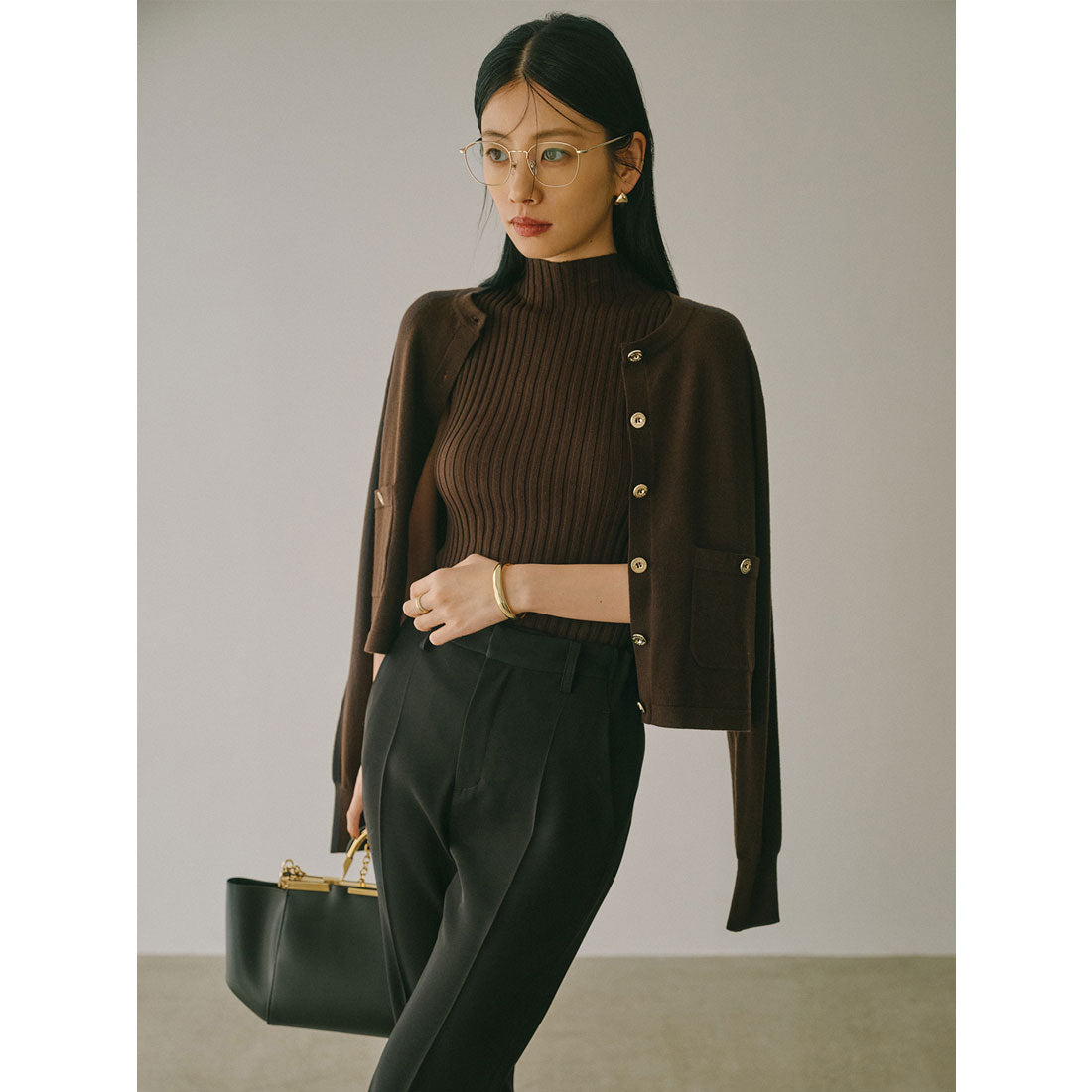 アニュアンス anuans ベーシックウールニットカーディガン （BROWN） BROWN