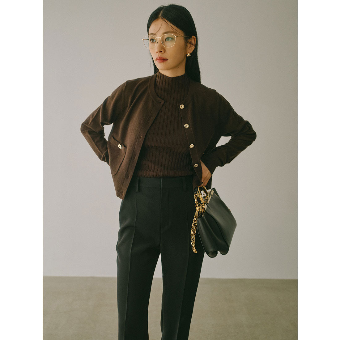 アニュアンス anuans ベーシックウールニットカーディガン （BROWN） BROWN