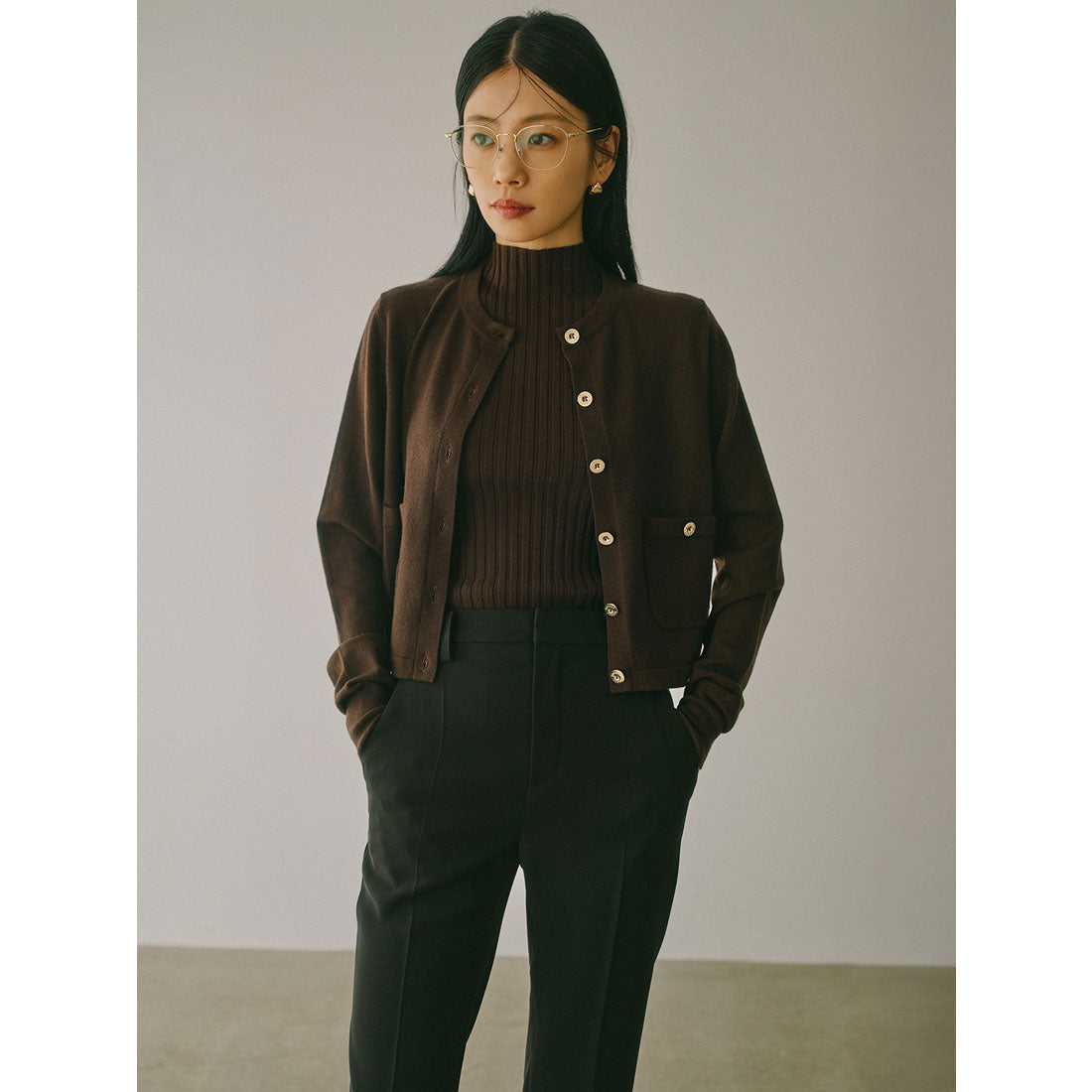 アニュアンス anuans ベーシックウールニットカーディガン （BROWN） BROWN