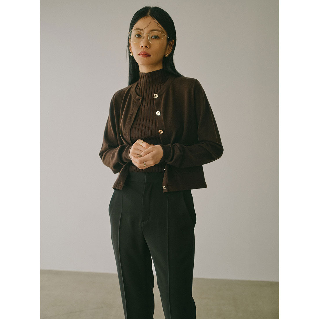 アニュアンス anuans ベーシックウールニットカーディガン （BROWN） BROWN