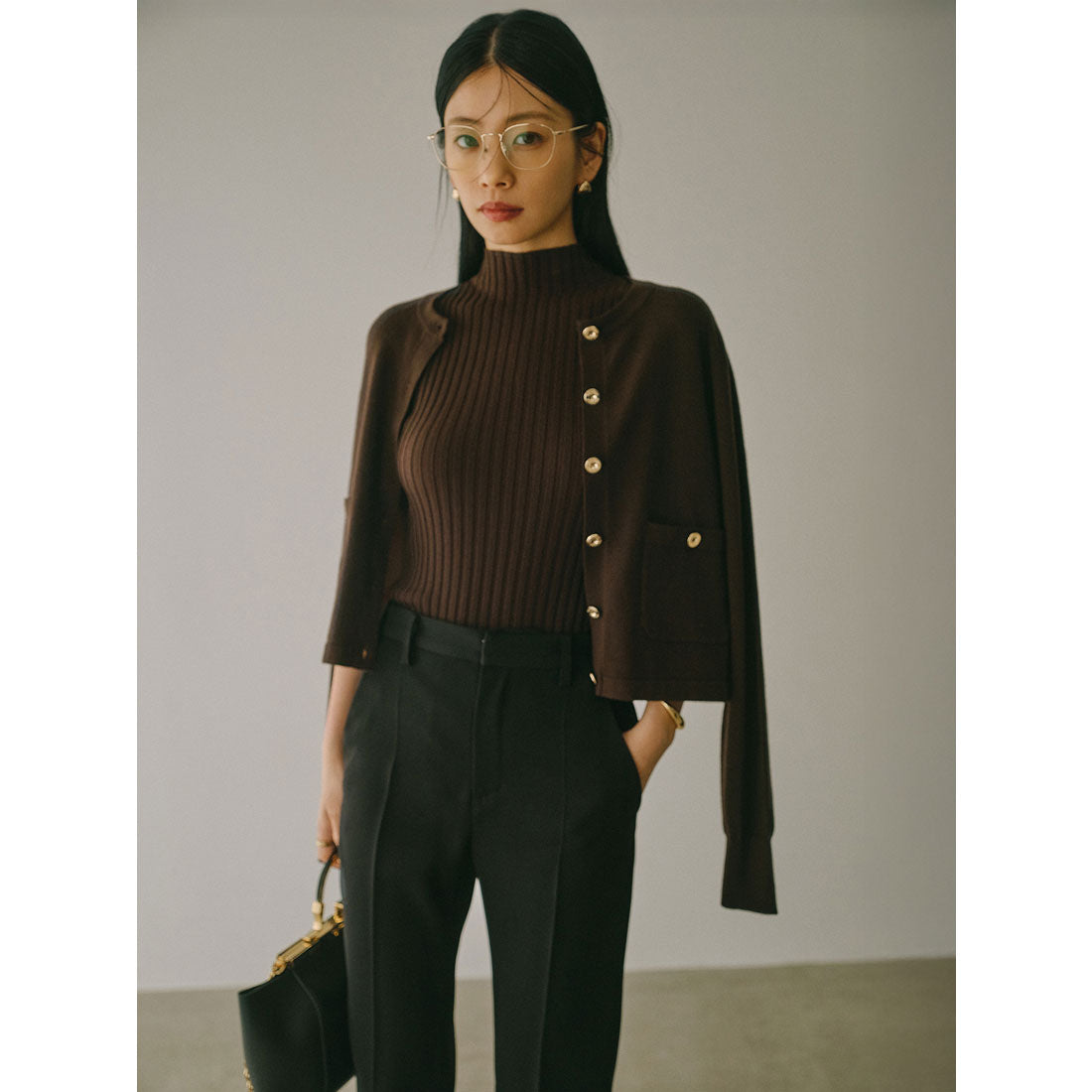 アニュアンス anuans ベーシックウールニットカーディガン （BROWN） BROWN