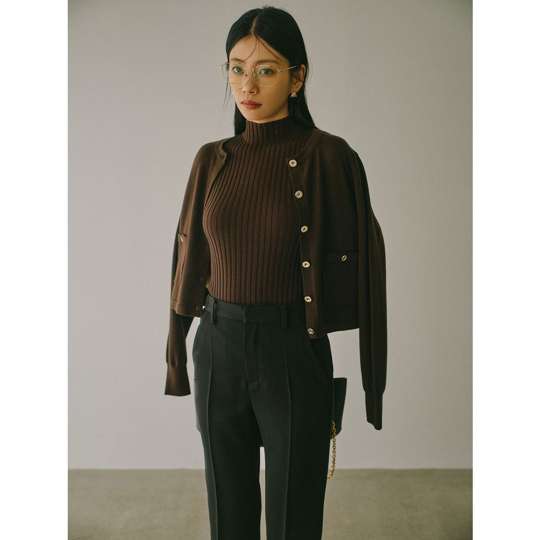 アニュアンス anuans ベーシックウールニットカーディガン （BROWN） BROWN