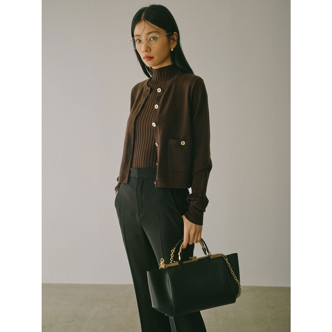 アニュアンス anuans ベーシックウールニットカーディガン （BROWN） BROWN