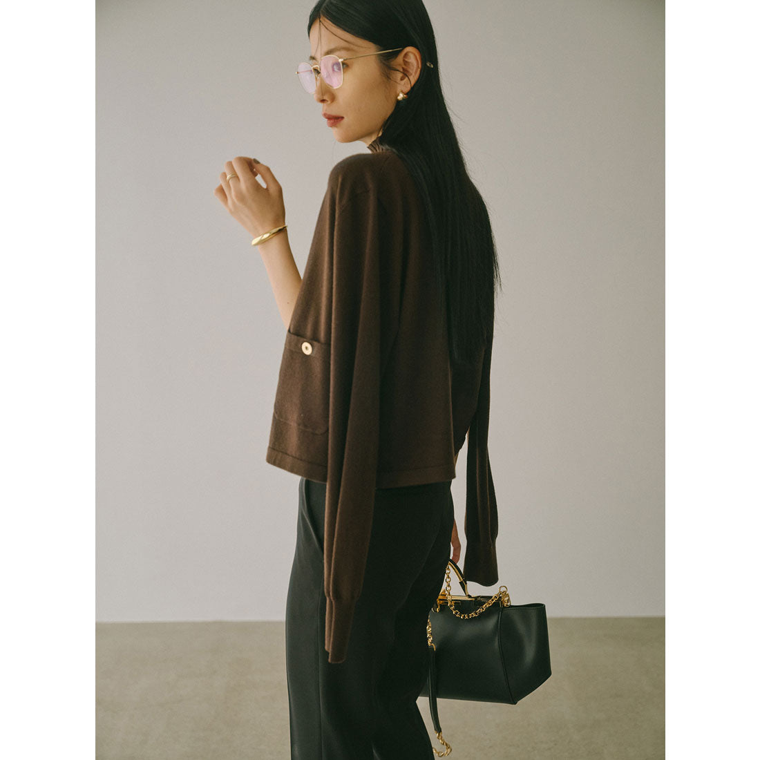 アニュアンス anuans ベーシックウールニットカーディガン （BROWN） BROWN