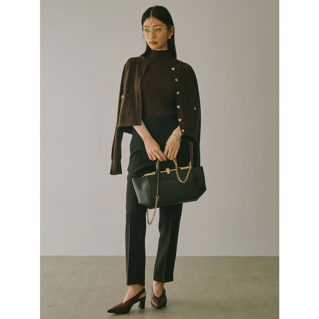 アニュアンス anuans ベーシックウールニットカーディガン （BROWN） BROWN