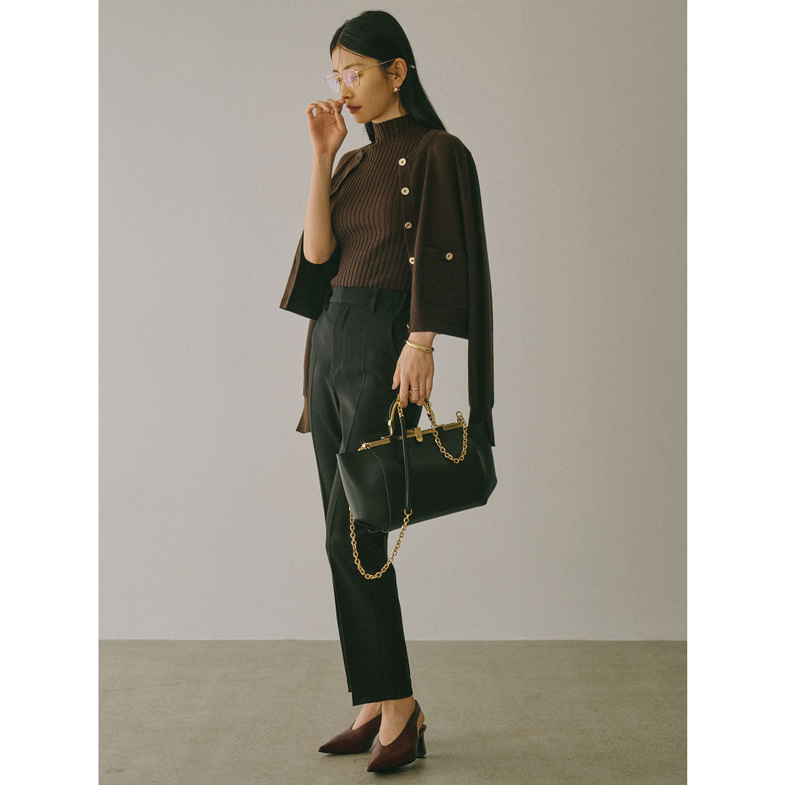 アニュアンス anuans ベーシックウールニットカーディガン （BROWN） BROWN