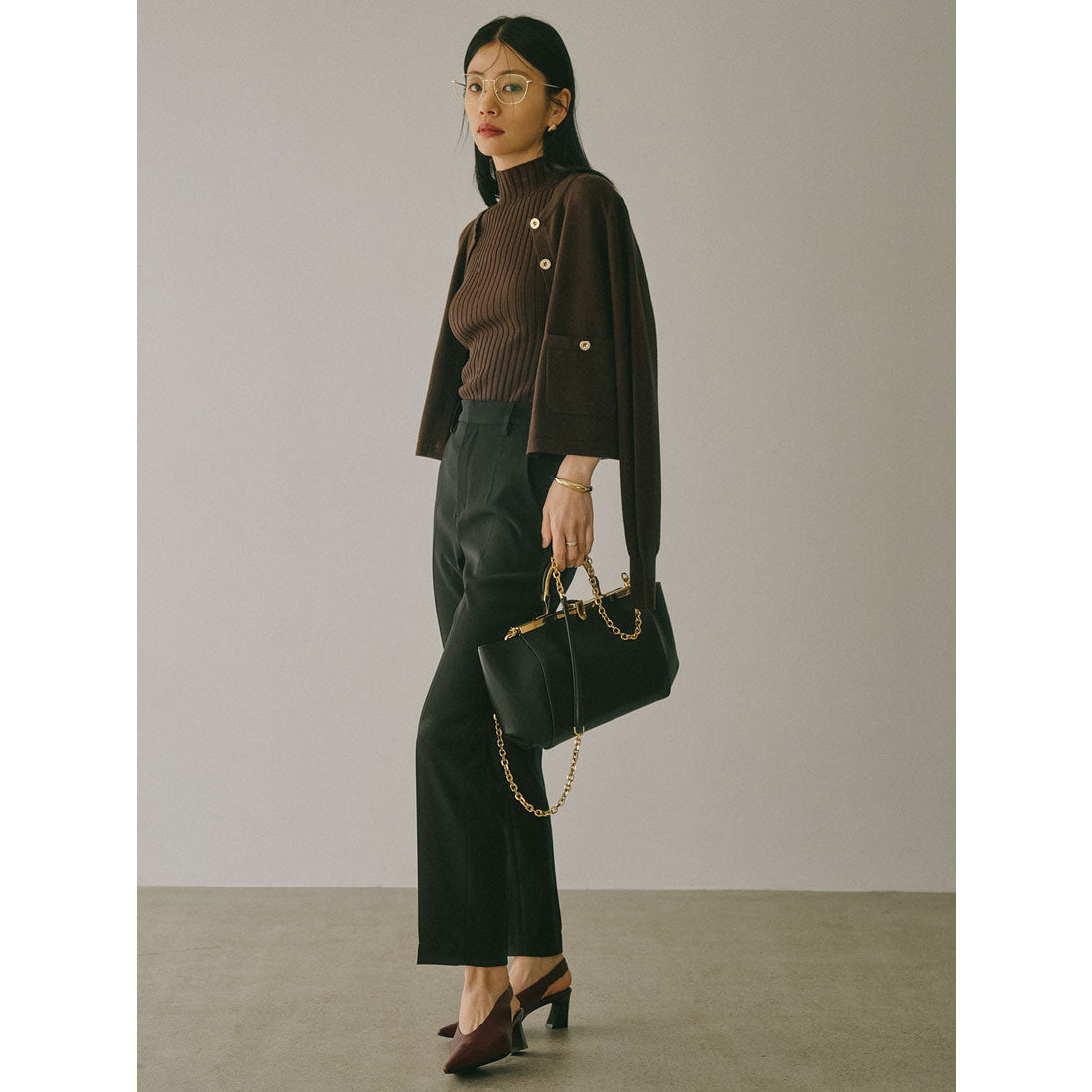 アニュアンス anuans ベーシックウールニットカーディガン （BROWN） BROWN