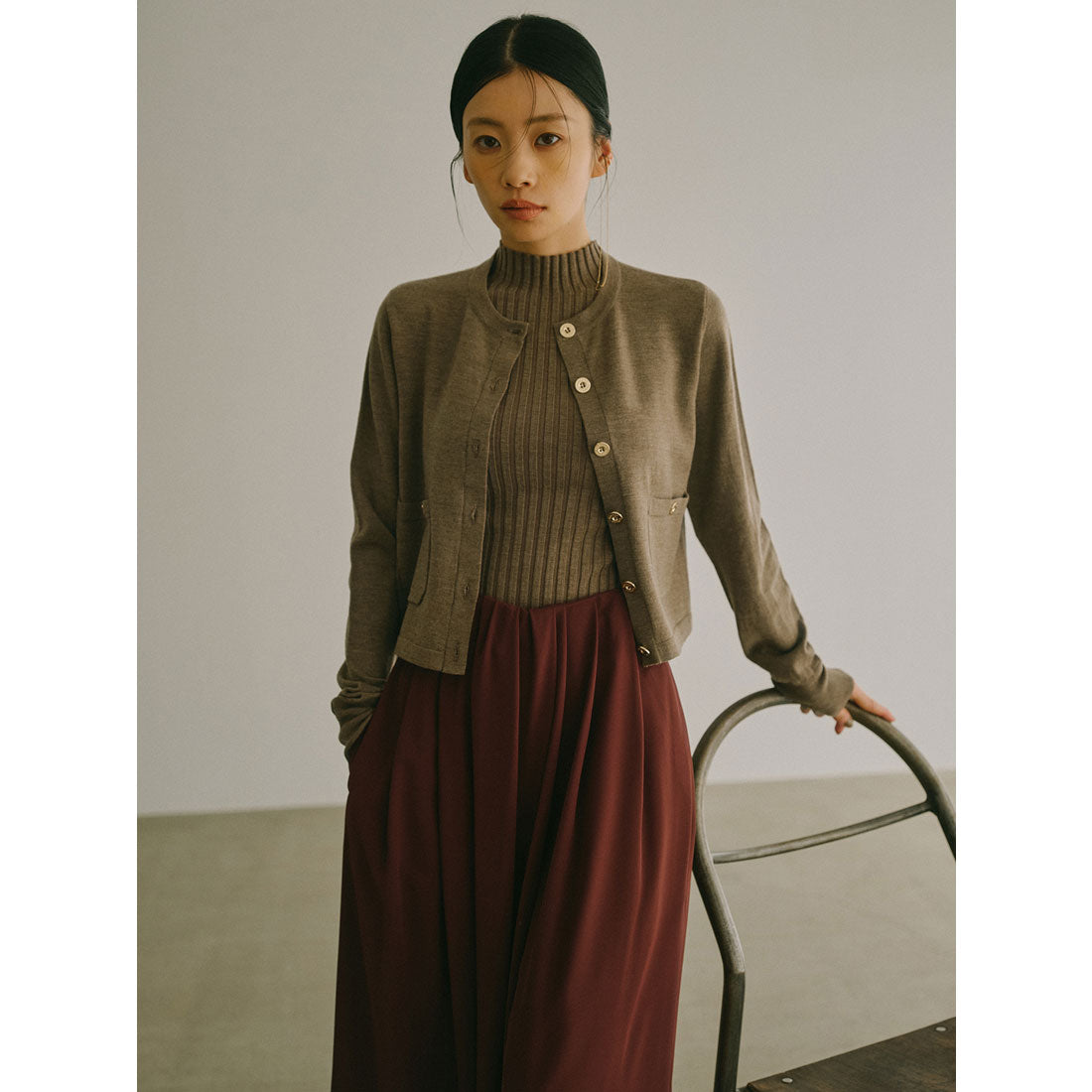 アニュアンス anuans ベーシックウールニットカーディガン （BROWN） BROWN