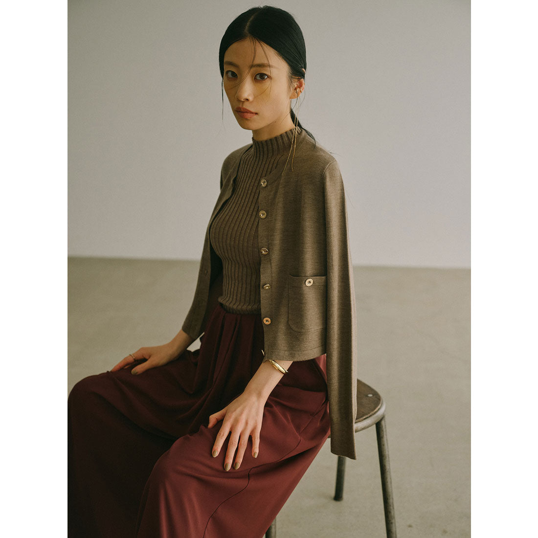 アニュアンス anuans ベーシックウールニットカーディガン （BROWN） BROWN