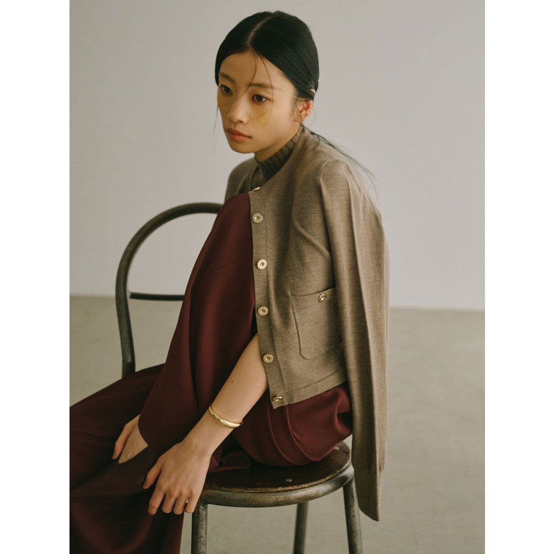 アニュアンス anuans ベーシックウールニットカーディガン （BROWN） BROWN