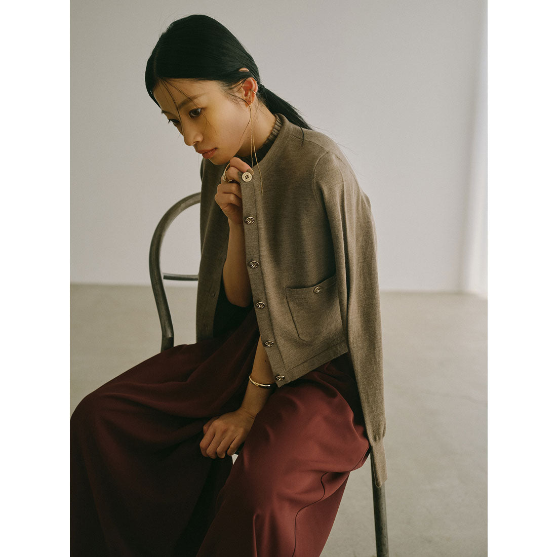 アニュアンス anuans ベーシックウールニットカーディガン （BROWN） BROWN