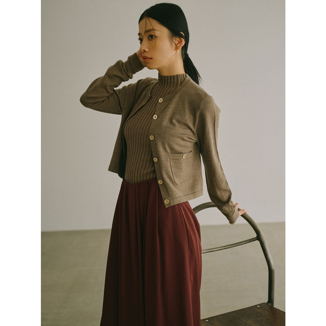 アニュアンス anuans ベーシックウールニットカーディガン （BROWN） BROWN