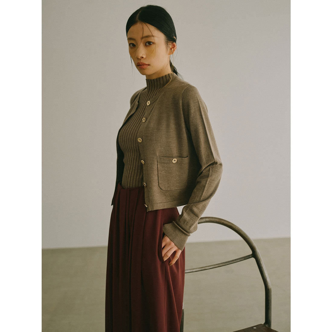 アニュアンス anuans ベーシックウールニットカーディガン （BROWN） BROWN