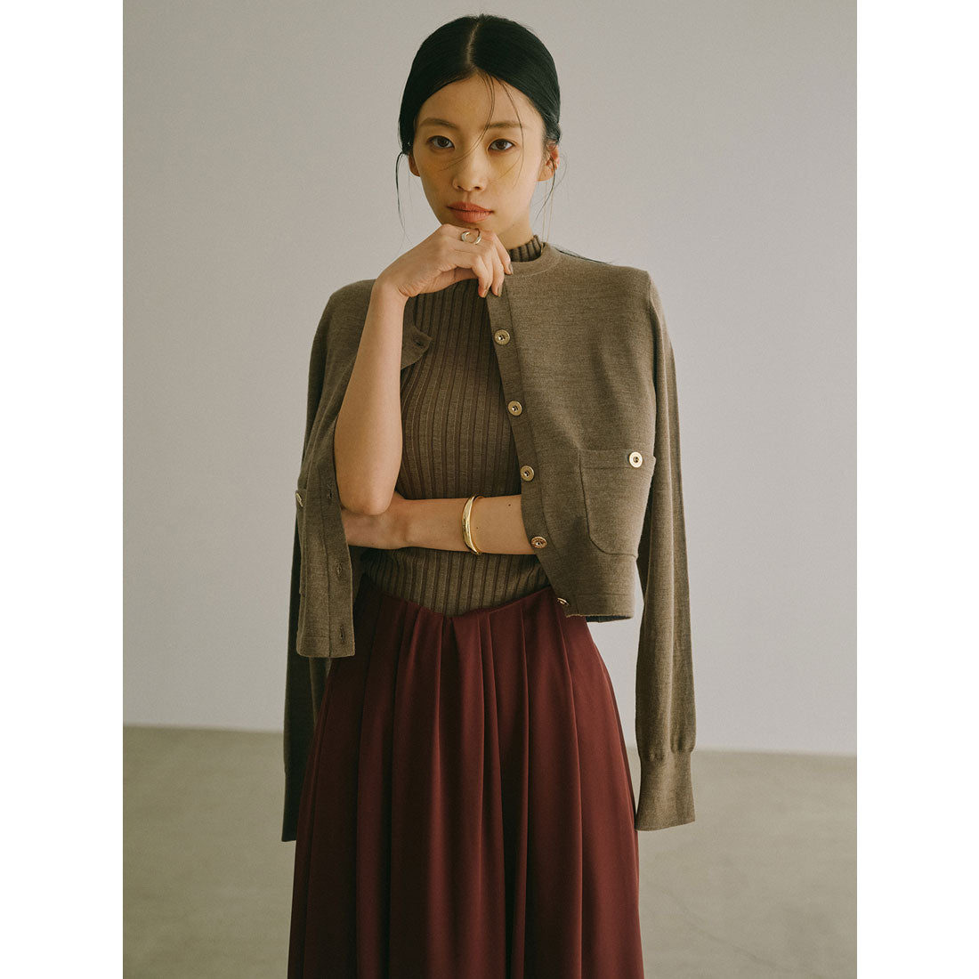 アニュアンス anuans ベーシックウールニットカーディガン （BROWN） BROWN