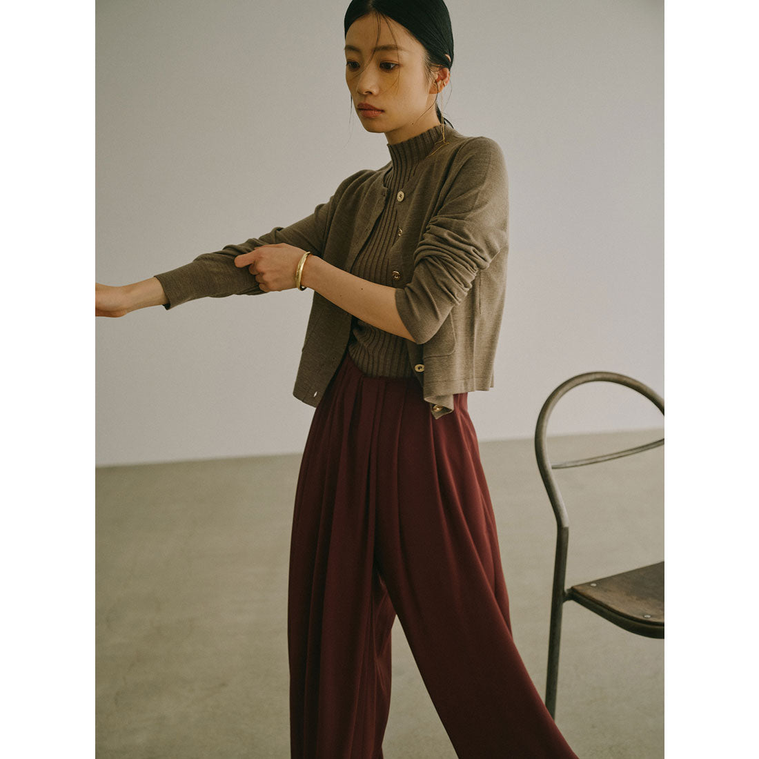 アニュアンス anuans ベーシックウールニットカーディガン （BROWN） BROWN