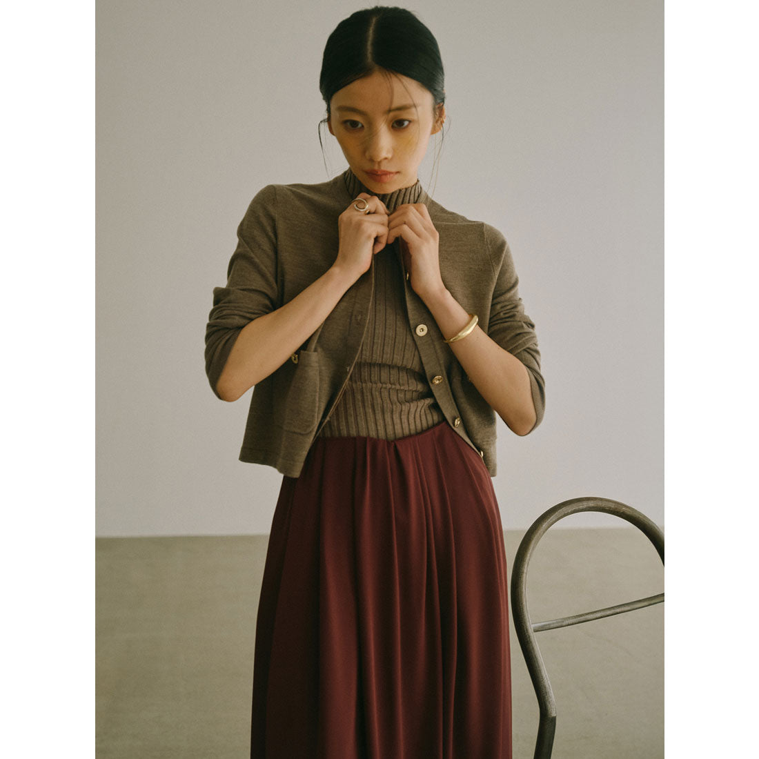 アニュアンス anuans ベーシックウールニットカーディガン （BROWN） BROWN