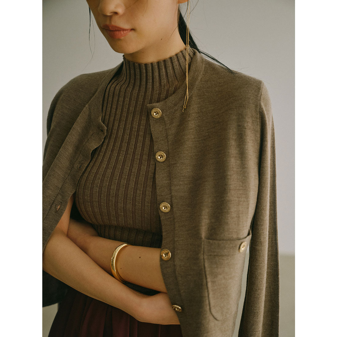 アニュアンス anuans ベーシックウールニットカーディガン （BROWN） BROWN