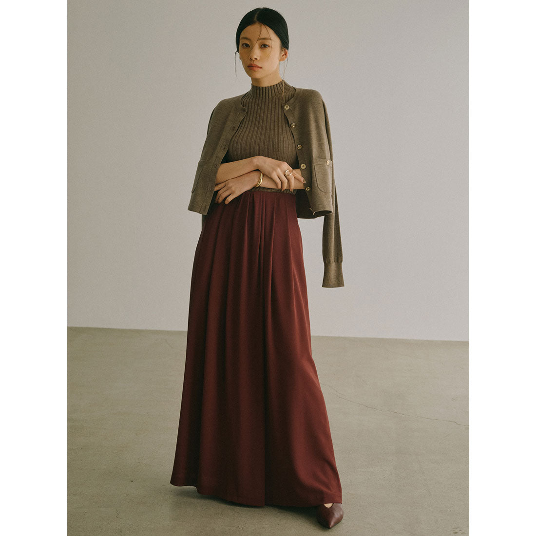 アニュアンス anuans ベーシックウールニットカーディガン （BROWN） BROWN