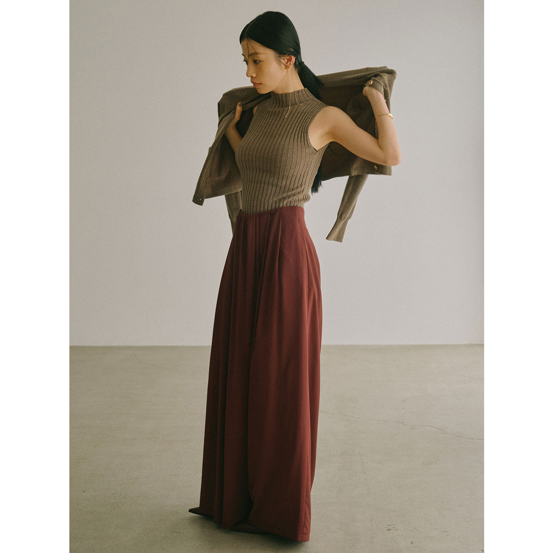 アニュアンス anuans ベーシックウールニットカーディガン （BROWN） BROWN
