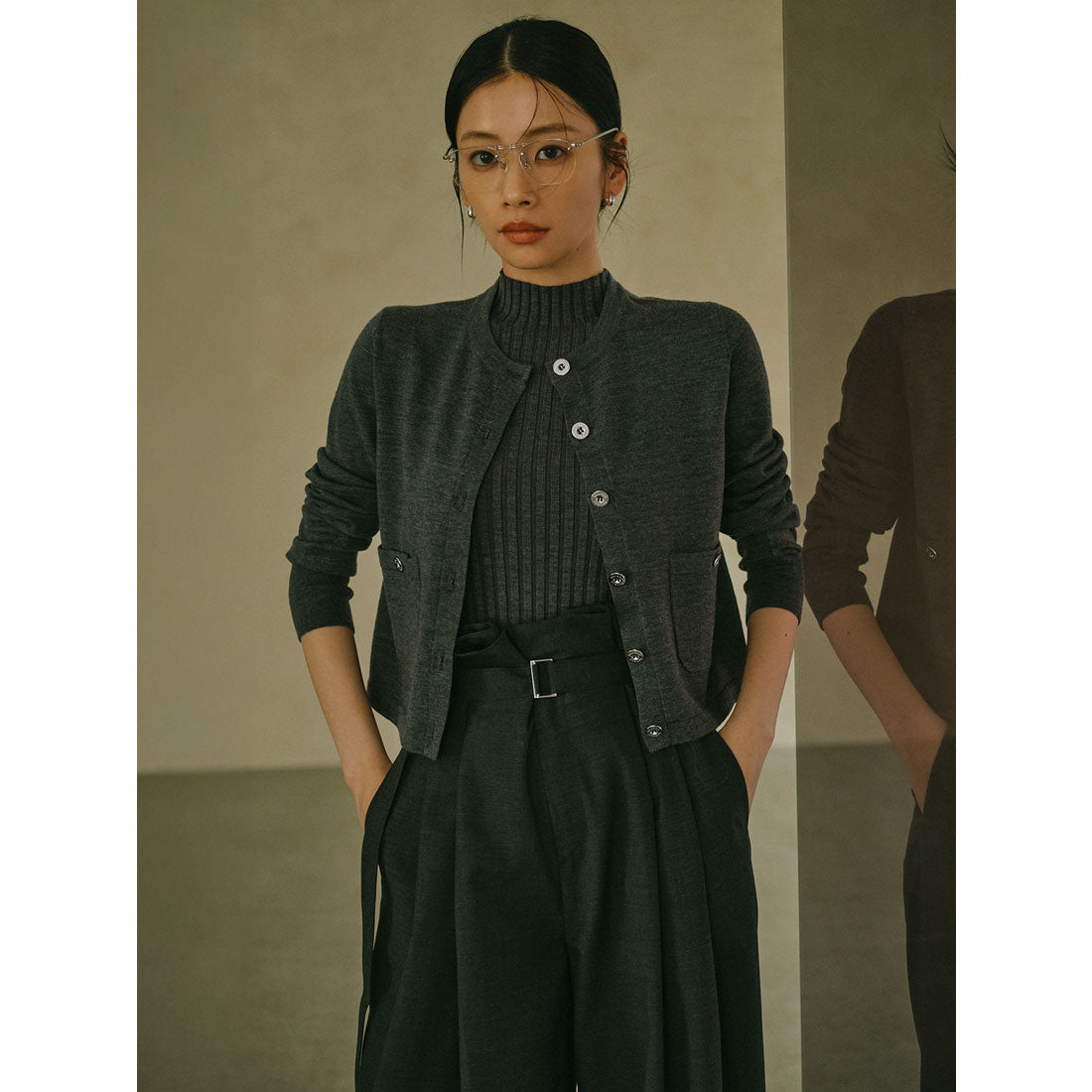 アニュアンス anuans ベーシックウールニットカーディガン （GREY） GREY